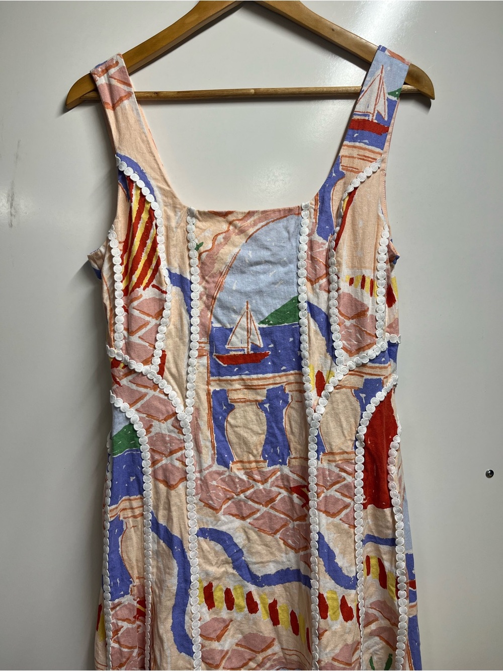 Christian Lacroix Linen Blend Scenic Coastal Print Maxi Dress Size medium - Picture 4 of 11